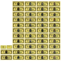Lot de 46 billets de banque dorés des présidents américains - 15,5x6,5cm, en PET, avec feuille d'or, billets fantaisie de million de dollars, cadeau souvenir pour