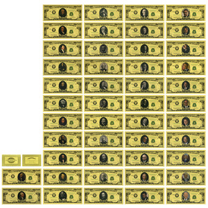 Set da 46 banconote d'oro da collezione con presidenti statunitensi - Banconote da un milione di dollari in lamina d'oro PET da 15,5x6,5 cm, regalo souvenir - Product Image 1