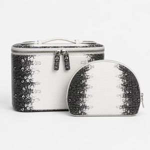 Ensemble de trousses de maquillage en PU texture lézard OEM ODM avec grande trousse de cosmétiques et pochette rigide pour le rangement en voyage et la vente en gros - Product Image 1
