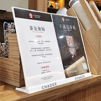 Présentoir acrylique de publicité de bureau de liste de prix de vin d'affiche de support de menu de restaurant d'hôtel personnalisé