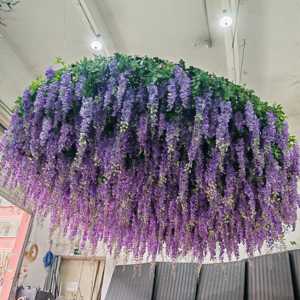 High Quality Simulation Long Branch Wisteria Plant Indoor Living Room Decor <b>Ornaments</b> Wedding Arch Ceiling Hanging Flowers Vines - Product Image 1