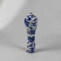 Vase Meiping à motif de danse du lion bleu et blanc, vase décoratif traditionnel chinois pour la maison