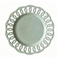 Assiette de présentation en céramique Joy Tableware, bord creux, style vintage, vert clair, en porcelaine, pour salade, idéale pour les fêtes