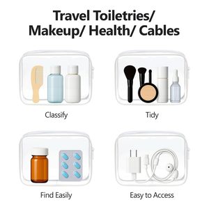 3 Pcs Clear <b>Toiletries</b> <b>Bags</b> Quart Size Travel Makeup Cosmetic <b>Bag</b> <b>for</b> Women <b>Men</b>, Carry on Airport Airline Compliant <b>Bag</b> - Product Image 2
