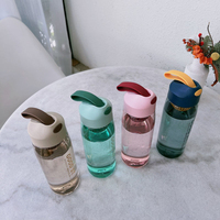 Bouteille d'eau portable en plastique sans BPA de 550 ml avec infuseur à fruits et poignée en corde, marque privée, vente chaude