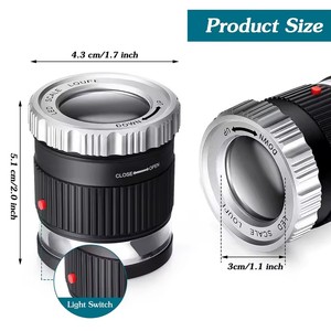 Lente d'<span class=keywords><strong>Ingrandimento</strong></span> Tascabile 30X con Scala, Luce LED UV, <span class=keywords><strong>Occhiali</strong></span> Ingrandenti Illuminati, Focale Regolabile, Lente HD <span class=keywords><strong>per</strong></span> Gioielli e Lettura - Product Image 6