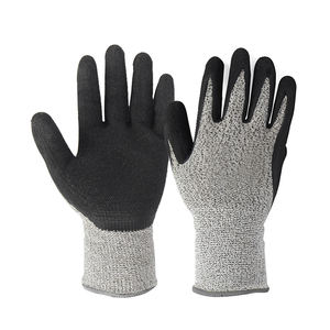 卸売 13ゲージ 耐切創レベル5グローブ しわ加工ラテックスコーティング 耐切創手袋 ガラス産業 建設用 - Product Image 5