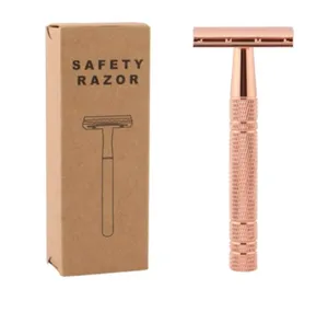 Lâmina de barbear clássica ouro rosado, lâmina com 5 lâminas de barbear e remoção de pelos para homens e mulheres