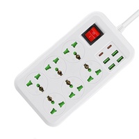 Multiprise universelle DENIXI 10A multifonctionnelle avec interrupteur et ports USB multi-prises, idéale pour les prises domestiques et de bureau.