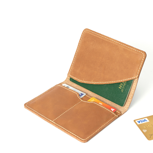 Porta Pasaportes y Tarjetas de Cuero, Cierre Plegable, Unisex, Color Marrón, Tamaño Corto - Product Image 2