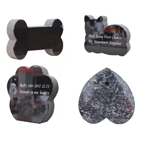 Hot Sale Natural Blue Pearl Granite Garden Heart Shaped Memorial Grave Stone Tombstone Pet