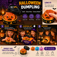 Boîte Mystère Squishy Halloween en Forme de Dumpling, Design Original, TPR à Remontée Lente, Anti-Stress à Presser, Surprise Unisexe 14
