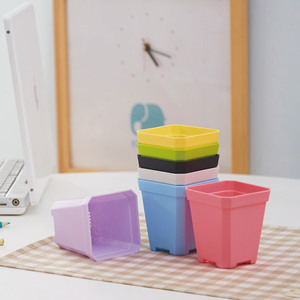 Maceta Cuadrada Pequeña, Negra, Transpirable y Duradera, Serie Macaron, Estilo Ins, para Plantas Verdes, Diseño Simple para Interiores - Product Image 3