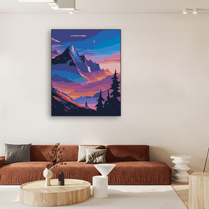 Pintura <span class=keywords><strong>de</strong></span> <span class=keywords><strong>paisaje</strong></span> por números montaña puesta <span class=keywords><strong>de</strong></span> sol resplandor DIY pintura al óleo por números decoración <span class=keywords><strong>de</strong></span> pared pintura - Product Image 2