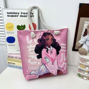 Fashion Cute <b>Shopping</b> <b>Tote</b> <b>Bag</b> Reusable Cartoon Groceries Linen Shopper Shoulder <b>Bag</b> - Product Image 2