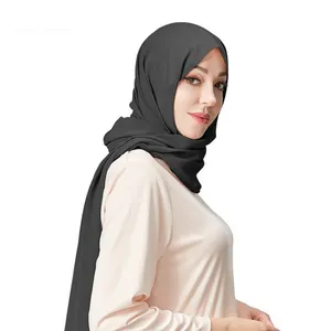 Instant Hijaabs Leverancier Chiffon Sjaal Voor Moslim Vrouwen Mode Sjaals Stiksels Op Top