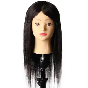 Dummy Training Head Hair Styling Long Hair Mannequin Head Hairdressing for Styling Practice Wig Head Human Hair 28CM