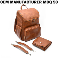 Sac à langer grand format en cuir végétalien écologique pour bébé, fabrication OEM/ODM sous marque privée, sac à dos à langer pour maman, bébé et papa avec tapis à langer