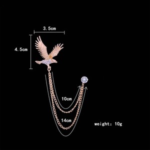 Moda Vintage Homens blazer Animal Águia Broche Jóias Decorativas Diy Strass Asa Terno Corsage Lapela Pin Broches Com Corrente - Product Image 3