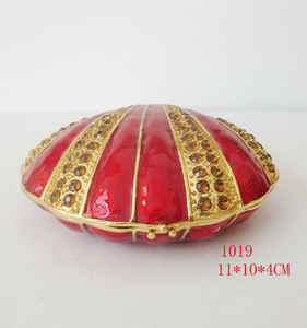 Joyero de concha marina esmaltada Bejeweled con cristales brillantes Caja de almacenamiento de joyería con bisagras pintada a mano Soporte de anillo Estatuilla Col - Product Image 3