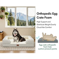 Holzkohlegrauer Hundebett Wasserdichter Leinenstoff Eierkarton-Orthopädischer Schaumstoff Haustier-Sofa für Einzelhändler Maßgefertigt OEM Großhandel