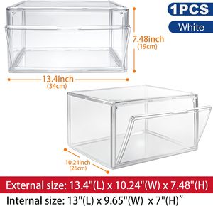 Clear Magnet <b>Plastic</b> Shoe Boxes Custom Transparent <b>Display</b> Foldable Acrylic Drop Front Shoe Storage <b>Box</b> Stackable Organizer - Product Image 3