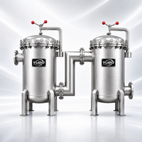 Boîtiers de filtre à sacs en acier inoxydable côte à côte avec collecteur de commutation pour une filtration industrielle ininterrompue