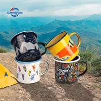 Mug en émail personnalisé avec logo, style rétro vintage, pour café, idéal pour l'extérieur, mug de voyage en émail par sublimation, vente en gros