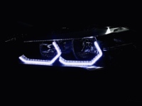 Feux de jour à LED VAHID 5D Crystal Angel Eyes DRL T8-09, anneau halo WRGB, contrôle par application, installation facile, éclairage de retrofit.