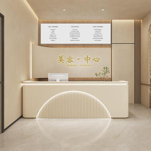 Mostrador de Recepción Moderno de Madera con LED de Lujo y Color Personalizable para Barbería, Salón de Belleza, Oficina, Edificio y Centro Comercial - Product Image 2