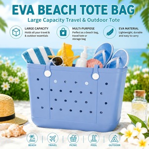 Sac fourre-tout décontracté rouge en EVA imperméable avec deux poignées, léger, perforé, à ouverture facile, capacité 1L, pour la gym, le marché et l'extérieur - Product Image 4