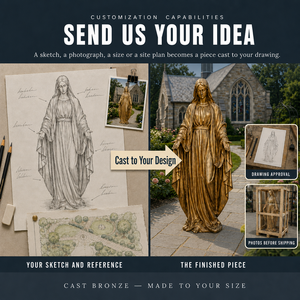 Statua della Madonna della Grazia a Grandezza Naturale in Bronzo Fuso, per Esterni, Chiesa, Giardino, Cortile Religioso, Parco, Piazza, Hotel, Villa - Product Image 3