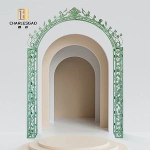 Arche en <span class=keywords><strong>fer</strong></span> <span class=keywords><strong>forgé</strong></span> verte de luxe avec motif de vigne florale, portes cintrées haut de gamme personnalisées, arches de jardin - Product Image 4