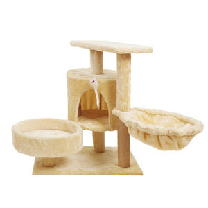 Produk mainan hewan peliharaan kucing Modern mewah tinggi kayu Modern abu-abu Multi-level Menara kucing tiang kayu kucing pohon goresan - Product Image 2