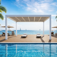 Pergola motorisée en aluminium sur mesure bioclimatique avec toit à lamelles inclinables imperméables pour jardin extérieur, cour arrière, gazebo
