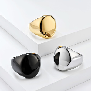 Unisex Minimalist Ball Shape <b>Titanium</b> Steel <b>Ring</b> Band Gold Black Steel Color Gift Jewelry - Product Image 1