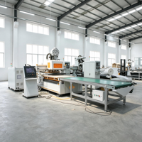 Ligne de production de machines de découpe CNC pour le bois avec centre de traitement d'étiquetage automatique et perçage en rangée droite
