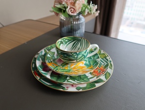Juego de comedor de lujo para decoración del hogar, juegos de vajilla, exquisita cerámica, selva tropical, porcelana, superventas, 4 Uds., caja de regalo - Product Image 6