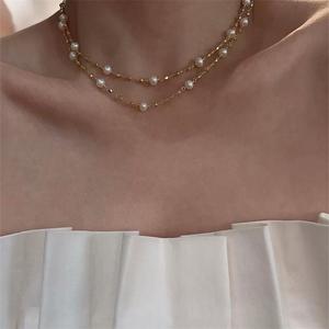 Collar de Perlas de Agua Dulce de Doble Capa con Bola Láser de Oro de 14K de Zhuji, 88 cm, Collar de Moda para Suéter - Product Image 2