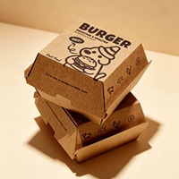 Cajas de Hamburguesas Desechables Impresas Personalizadas, Cajas de Cartón Corrugado para Empacar Hamburguesas, Caja de Marca para Hamburguesas