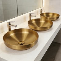 Meilleures ventes : Lavabo de luxe doré pour salle de bain et hôtel, lavabo en acier inoxydable 304, lavabo noir moderne