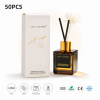 Ensemble diffuseur de parfum en verre apothicaire 200 ml avec fleurs Sola et bâtonnets naturels, coffret cadeau de parfum d'ambiance pour salle de bain, marque privée
