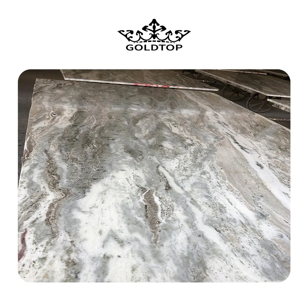 Goldtop OEM/ODM Marmor Decoration home Brown Marmore with river vein Fantasy Brownn slabs tiles for floor