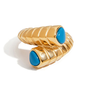 <span class=keywords><strong>18</strong></span> K chapado en <span class=keywords><strong>oro</strong></span> estilo occidental bohemio joyería al por mayor Vintage a granel turquesa anillos de boda para las mujeres más barato - Product Image 5