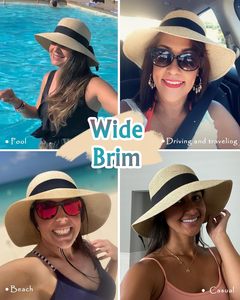 Của phụ nữ phong cách Lông Mùa Hè UV <span class=keywords><strong>hat</strong></span> upf80 + Có thể gập lại vành rơm mềm bãi biển Sun <span class=keywords><strong>hat</strong></span> cho du lịch và tình huống giản dị - Product Image 5