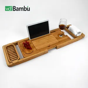 WDF bandeja de banheiro de madeira personalizada barata e de baixo preço, carrinho de banho de bambu para uso diário, novidade