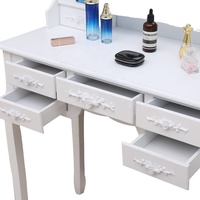 Coiffeuse miroir pliable moderne en bois personnalisée avec 7 tiroirs et tabouret