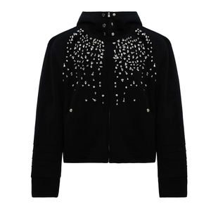 Sweat à capuche <span class=keywords><strong>de</strong></span> luxe personnalisé pour homme, style streetwear, avec strass, fermeture éclair, en molleton épais - Product Image 3