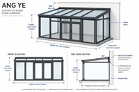 Véranda en aluminium Angye, véranda fermée, serre, extension de patio de jardin, design de maison en verre lumineuse, écologique, résistante au vent