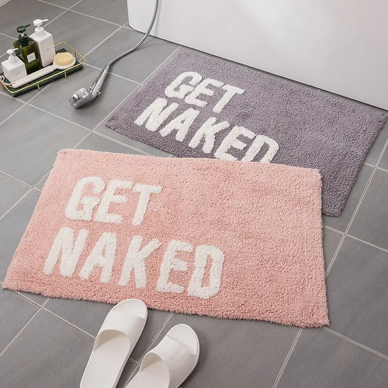 Funny non slip washable bathroom rug water absorbent get naked bath mat